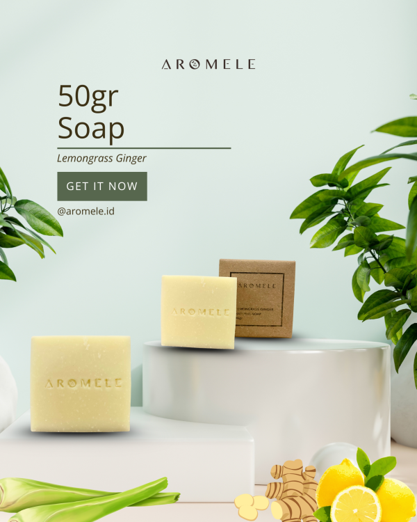 [AROMELE] Lemongrass Ginger - Natural Soap 50gr Packaged - Image 2