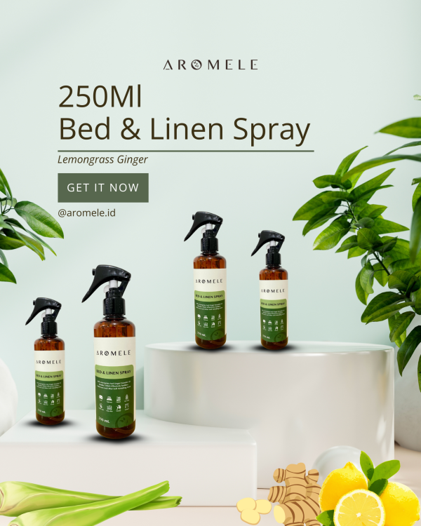 [AROMELE] Lemongrass Ginger - Bed & Linen Spray 250ml Packaged - Image 2