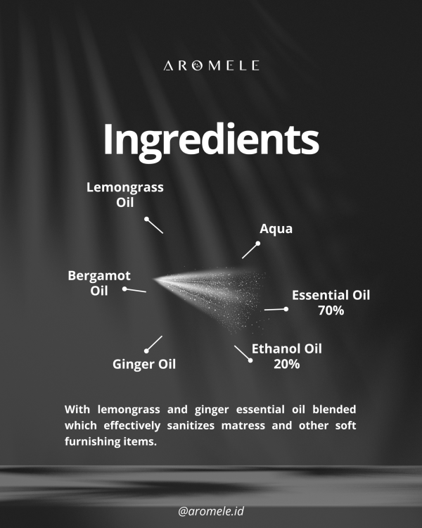 [AROMELE] Lemongrass Ginger - Bed & Linen Spray 250ml Packaged - Image 4